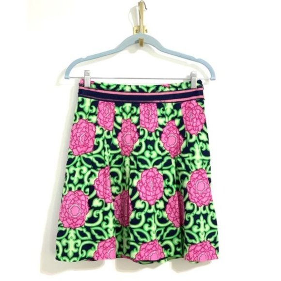 Lilly Pulitzer Mini Silk-Blend Pleated High Waist ‘Private Property’ Skirt - Picture 1 of 4